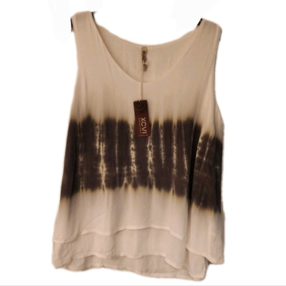 XCVI Black and White Tie-Dye Blouse
